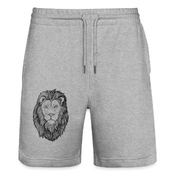 Löwe Sternzeichen Tattoo Tuschezeichnung Tinte - Stanley/Stella Unisex Bio Joggingshorts Trainer  - Grau meliert - Vorne - Nik (191cm) & Marisol (170cm)