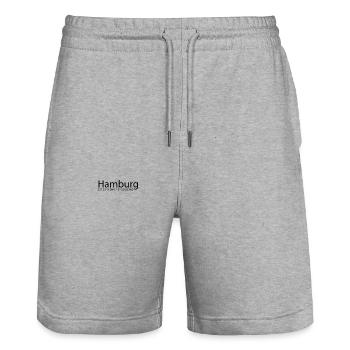 Hamburg GPS Koordinaten super Geschenk - Stanley/Stella Unisex Bio Joggingshorts Trainer  - Grau meliert - Vorne - Nik (191cm) & Marisol (170cm)