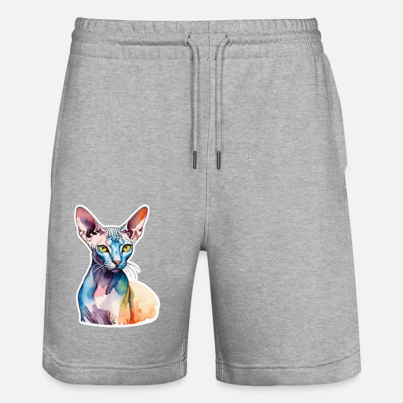 Sphynx Chat Aquarelles - Short de jogging bio TRAINER Stanley/Stella unisexe - gris chiné