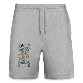 Mein Papa ist der beste Naturwissenschaftslehrer - Stanley/Stella Unisex Bio Joggingshorts Trainer  - Grau meliert - Vorne - Nik (191cm) & Marisol (170cm)