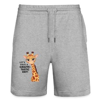 Let’s have a fantastic day - Funny giraffe - Stanley/Stella Trainer Unisex Organic Jogging Shorts - heather grey - Front - Nik (191cm) & Marisol (170cm)