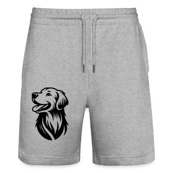Elegantes Golden Retriever Hunde Porträt - Stanley/Stella Unisex Bio Joggingshorts Trainer  - Grau meliert - Vorne - Nik (191cm) & Marisol (170cm)