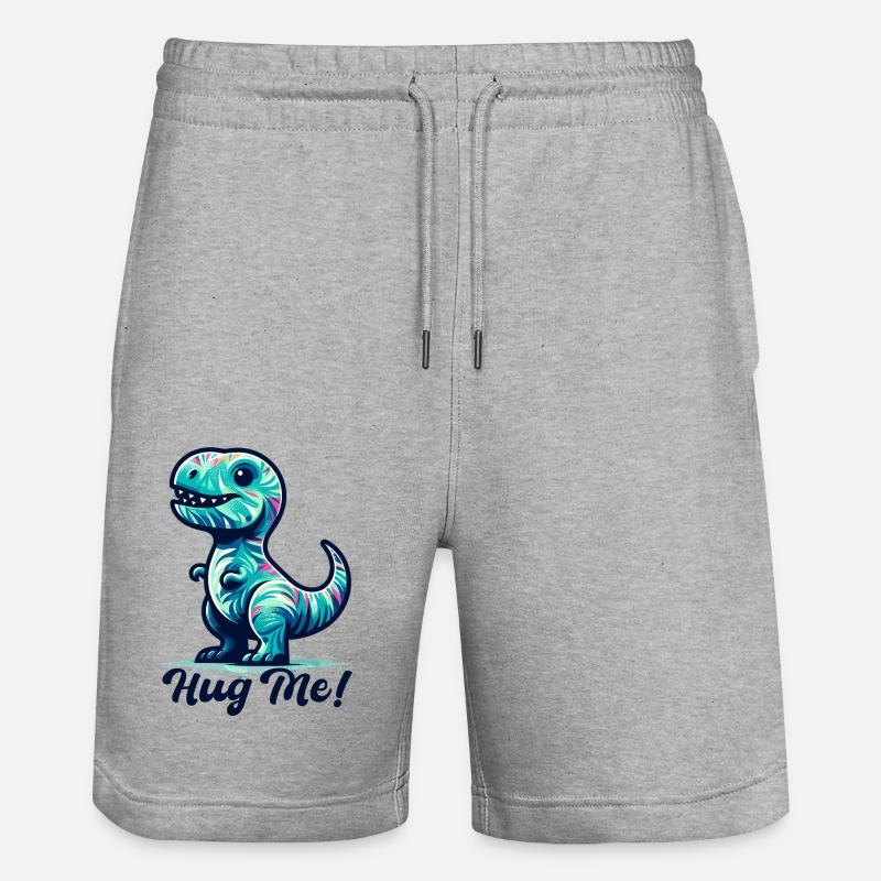T-Rex Hug Me Hug Gift - Stanley/Stella Trainer Unisex Organic Jogging Shorts - heather grey