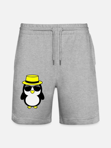 Cool Penguin 02 - Stanley/Stella Trainer Unisex Organic Jogging Shorts - heather grey
