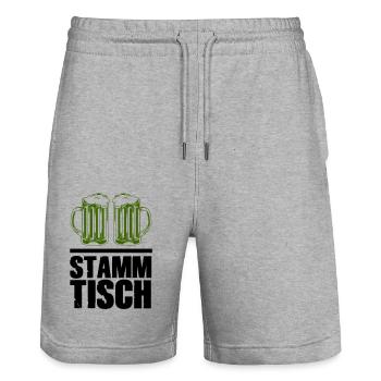 bier stammtisch - Stanley/Stella Unisex Bio Joggingshorts Trainer  - Grau meliert - Vorne - Nik (191cm) & Marisol (170cm)