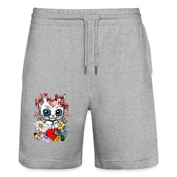 Heart repair - Stanley/Stella Unisex Bio Joggingshorts Trainer  - Grau meliert - Vorne - Nik (191cm) & Marisol (170cm)