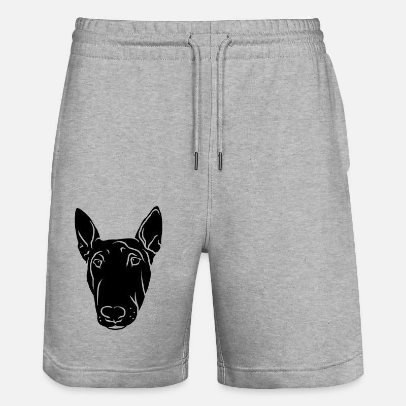 Tête de Bull Terrier Noir - Short de jogging bio TRAINER Stanley/Stella unisexe - gris chiné