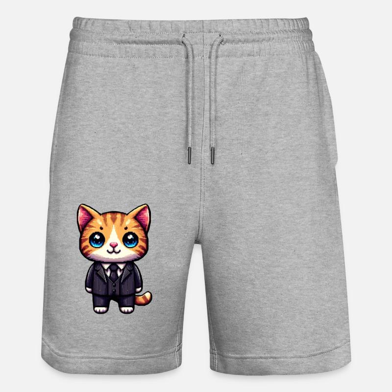 Chat Pixel Art - Short de jogging bio TRAINER Stanley/Stella unisexe - gris chiné