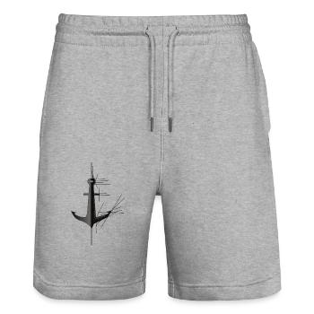 Anker - Stanley/Stella Unisex Bio Joggingshorts Trainer  - Grau meliert - Vorne - Nik (191cm) & Marisol (170cm)