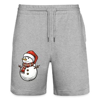 Bonhomme de neige Noël - Short de jogging bio TRAINER Stanley/Stella unisexe - gris chiné - Devant - Nik (191cm) & Marisol (170cm)