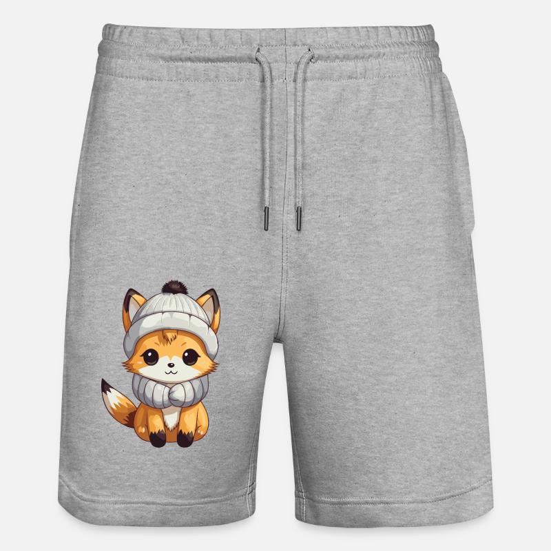Fox Winter Comic - Stanley/Stella Trainer Unisex Organic Jogging Shorts - heather grey