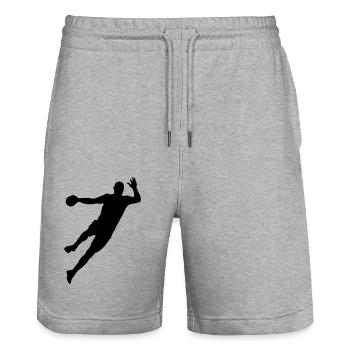 Handball Spieler Sprungwurf Geschenk - Stanley/Stella Unisex Bio Joggingshorts Trainer  - Grau meliert - Vorne - Nik (191cm) & Marisol (170cm)