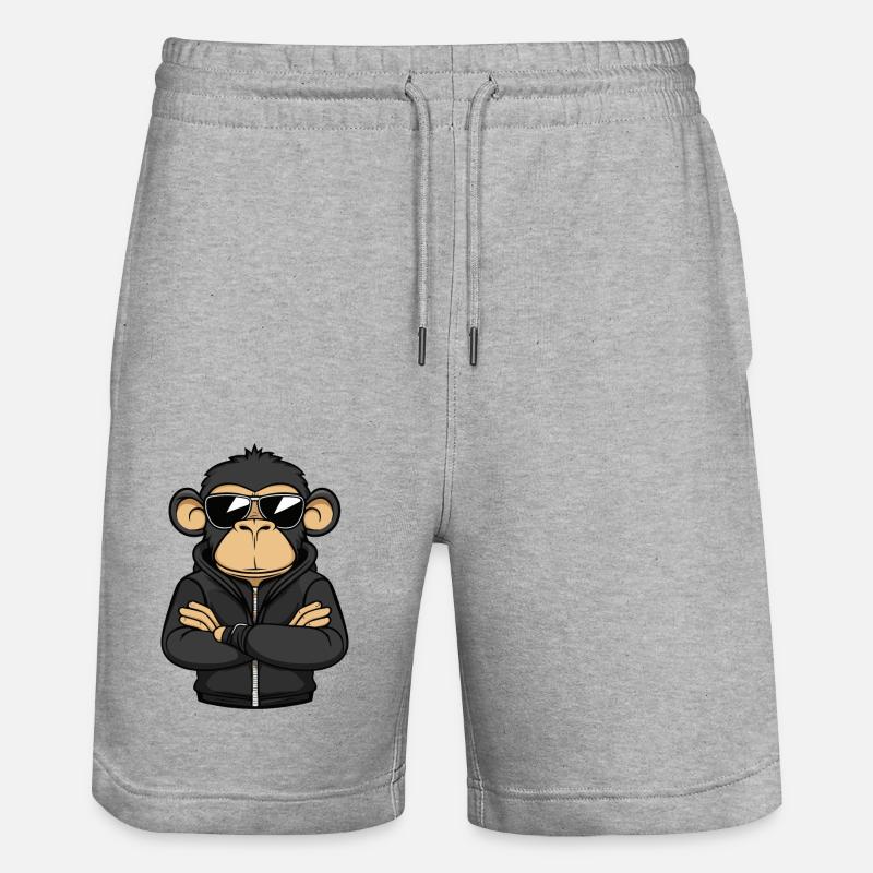 Monkey Comic - Stanley/Stella Trainer Unisex Organic Jogging Shorts - heather grey