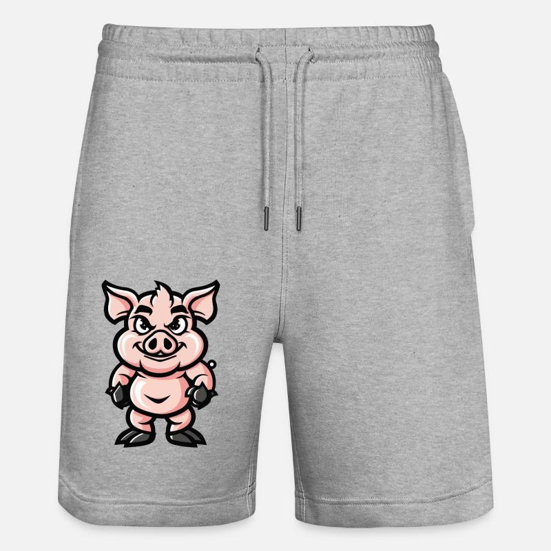 Schwein Comic - Stanley/Stella Unisex Bio Joggingshorts Trainer - Grau meliert