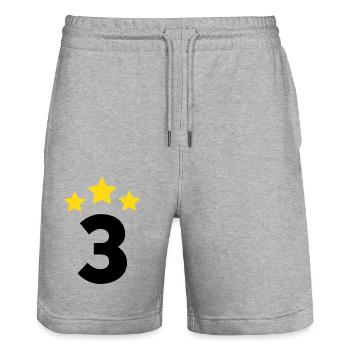 3 Year Star - 3rd Anniversary Gift - Stanley/Stella Trainer Unisex Organic Jogging Shorts - heather grey - Front - Nik (191cm) & Marisol (170cm)