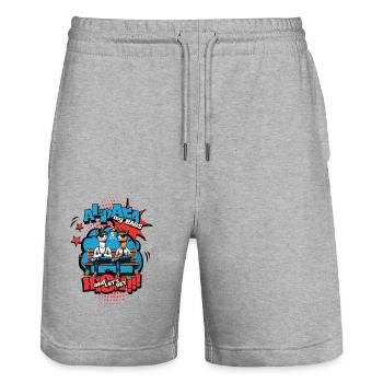 High Spirits - Alpacas in Chill Mode - Stanley/Stella Trainer Unisex Organic Jogging Shorts - heather grey - Front - Nik (191cm) & Marisol (170cm)