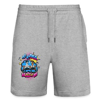 High Spirits - Alpacas in Chill Mode 3 - Stanley/Stella Trainer Unisex Organic Jogging Shorts - heather grey - Front - Nik (191cm) & Marisol (170cm)