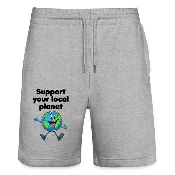 Support your local planet (hell) - Stanley/Stella Unisex Bio Joggingshorts Trainer  - Grau meliert - Vorne - Nik (191cm) & Marisol (170cm)
