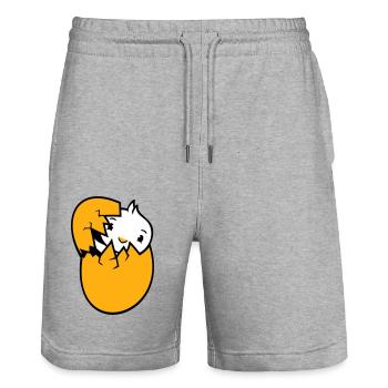Vogel Ente schlüpft Ei Ostern Osterei Baby Kind - Stanley/Stella Unisex Bio Joggingshorts Trainer  - Grau meliert - Vorne - Nik (191cm) & Marisol (170cm)
