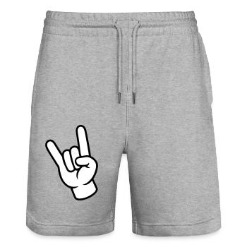 Hand Zeichen Party - Stanley/Stella Unisex Bio Joggingshorts Trainer  - Grau meliert - Vorne - Nik (191cm) & Marisol (170cm)
