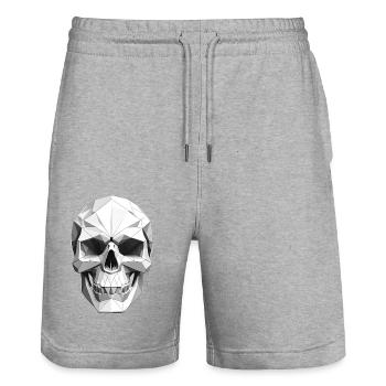 Schädel - Low Poly Design - Stanley/Stella Unisex Bio Joggingshorts Trainer  - Grau meliert - Vorne - Nik (191cm) & Marisol (170cm)