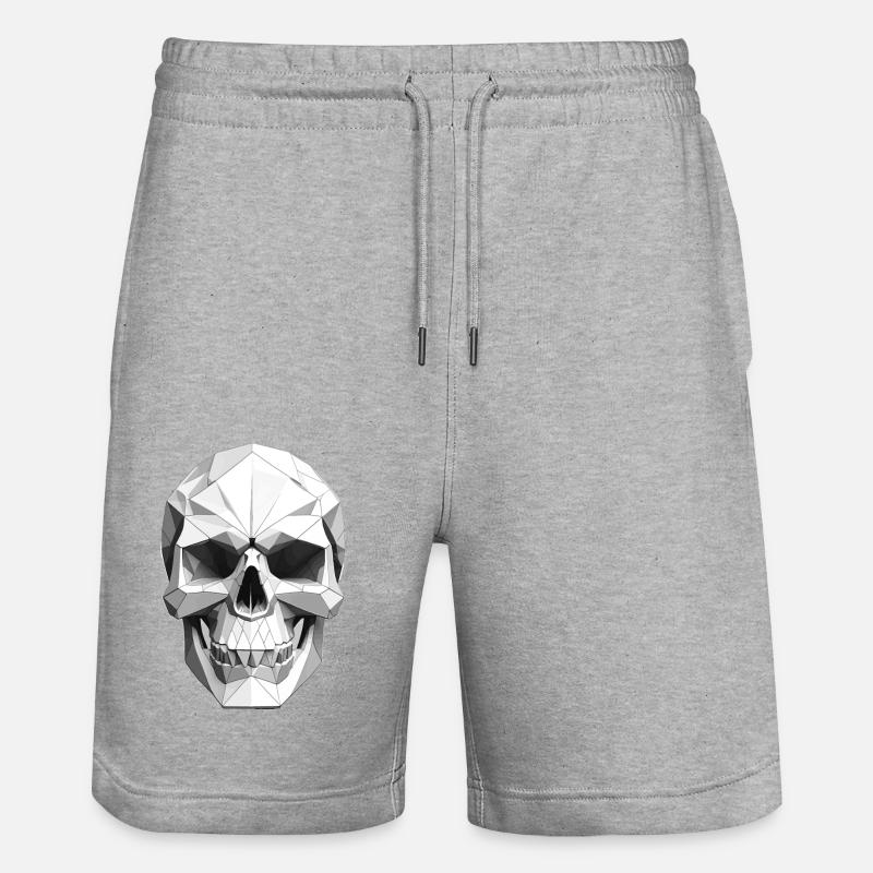 Crâne - Design Low Poly - Short de jogging bio TRAINER Stanley/Stella unisexe - gris chiné