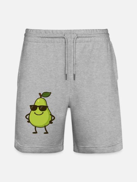birne comic cool - Stanley/Stella Unisex Bio Joggingshorts Trainer  - Grau meliert