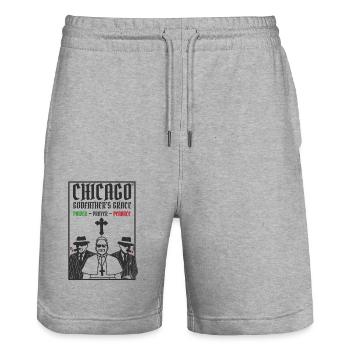 Le Parrain de Chicago - Short de jogging bio TRAINER Stanley/Stella unisexe - gris chiné - Devant - Nik (191cm) & Marisol (170cm)