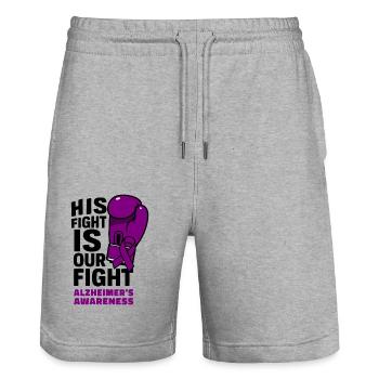 Sein Kampf ist unser Kampf - Alzheimer Aufklärung - Stanley/Stella Unisex Bio Joggingshorts Trainer  - Grau meliert - Vorne - Nik (191cm) & Marisol (170cm)