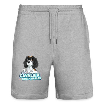 TEAM Cavalier King Charles - Schwarze Trikolore - Stanley/Stella Unisex Bio Joggingshorts Trainer  - Grau meliert - Vorne - Nik (191cm) & Marisol (170cm)