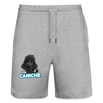 TEAM Pudel - Schwarz - Stanley/Stella Unisex Bio Joggingshorts Trainer  - Grau meliert - Vorne - Nik (191cm) & Marisol (170cm)
