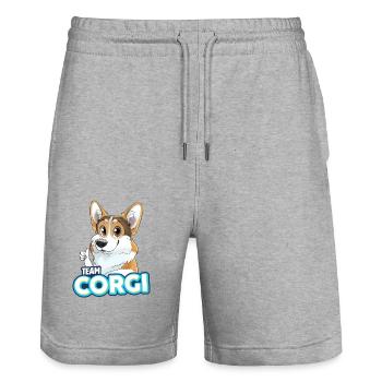 TEAM Corgi - dreifarbig - Stanley/Stella Unisex Bio Joggingshorts Trainer  - Grau meliert - Vorne - Nik (191cm) & Marisol (170cm)