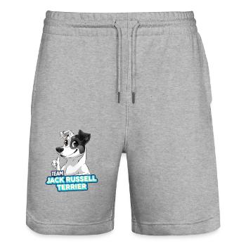 TEAM Jack Russell Terrier - Black - Stanley/Stella Trainer Unisex Organic Jogging Shorts - heather grey - Front - Nik (191cm) & Marisol (170cm)