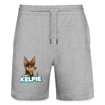 TEAM Kelpie - Chocolat et Tan - Short de jogging bio TRAINER Stanley/Stella unisexe - gris chiné - Devant - Nik (191cm) & Marisol (170cm)