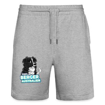 TEAM Australian Shepherd Dog - Black - Stanley/Stella Trainer Unisex Organic Jogging Shorts - heather grey - Front - Nik (191cm) & Marisol (170cm)