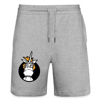 Unicorn Silly Funny Funny Funny Hole Cartoon - Stanley/Stella Trainer Unisex Organic Jogging Shorts - heather grey - Front - Nik (191cm) & Marisol (170cm)