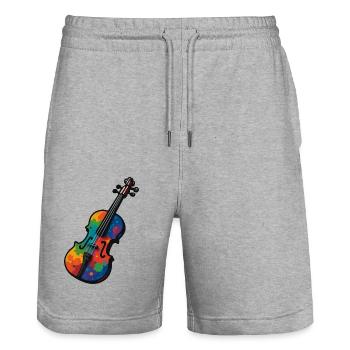 Violon Violon Éclaboussures de Couleur - Short de jogging bio TRAINER Stanley/Stella unisexe - gris chiné - Devant - Nik (191cm) & Marisol (170cm)