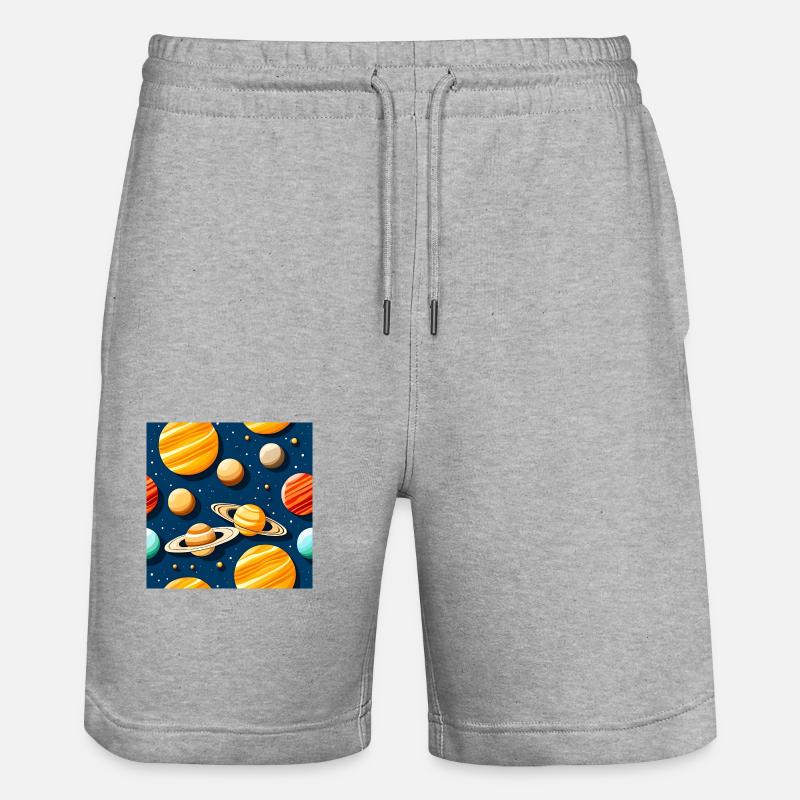 Freaky Solar System Pattern - Stanley/Stella Trainer Unisex Organic Jogging Shorts - heather grey