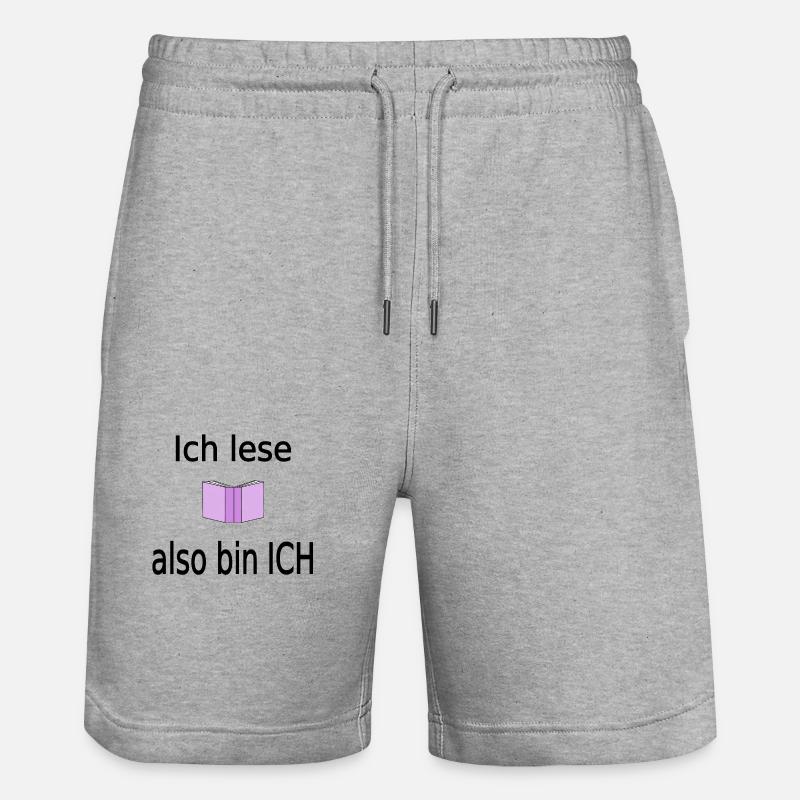 Ich lese also bin ich - Stanley/Stella Unisex Bio Joggingshorts Trainer  - Grau meliert