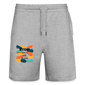Arrêtez ! don t talk to me - Short de jogging bio TRAINER Stanley/Stella unisexe - gris chiné - Devant - Nik (191cm) & Marisol (170cm)