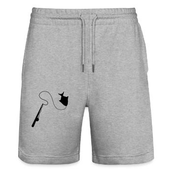 Fishing rod fisherman with a catch! hook line sink - Stanley/Stella Trainer Unisex Organic Jogging Shorts - heather grey - Front - Nik (191cm) & Marisol (170cm)