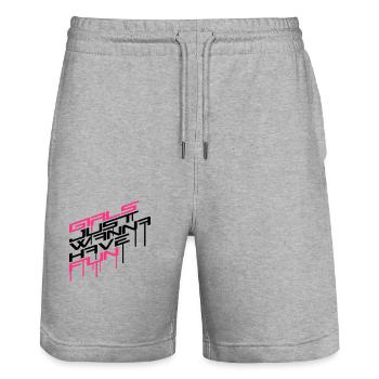 graffiti stempel tropfen girls just wanna have fun - Stanley/Stella Unisex Bio Joggingshorts Trainer  - Grau meliert - Vorne - Nik (191cm) & Marisol (170cm)
