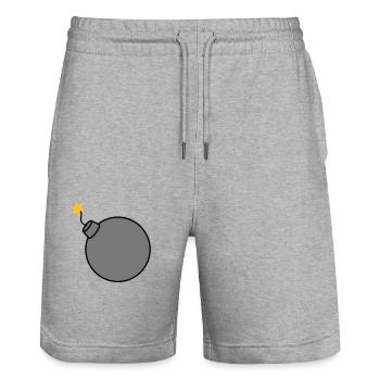 brennt angezuendet rund kugel kreis text stangen b - Stanley/Stella Unisex Bio Joggingshorts Trainer  - Grau meliert - Vorne - Nik (191cm) & Marisol (170cm)