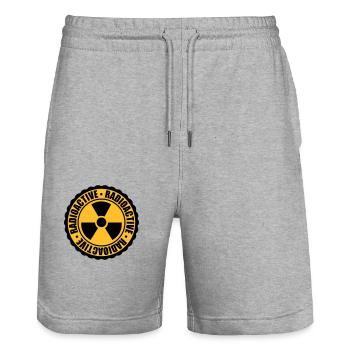 stamp danger caution caution caution atomic bomb - Stanley/Stella Trainer Unisex Organic Jogging Shorts - heather grey - Front - Nik (191cm) & Marisol (170cm)