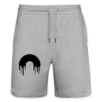 record_disc - Stanley/Stella Trainer Unisex Organic Jogging Shorts - heather grey - Front - Nik (191cm) & Marisol (170cm)