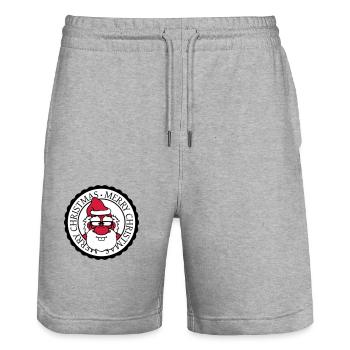 santa claus cercle rond timbre nikolaus weihnac - Short de jogging bio TRAINER Stanley/Stella unisexe - gris chiné - Devant - Nik (191cm) & Marisol (170cm)