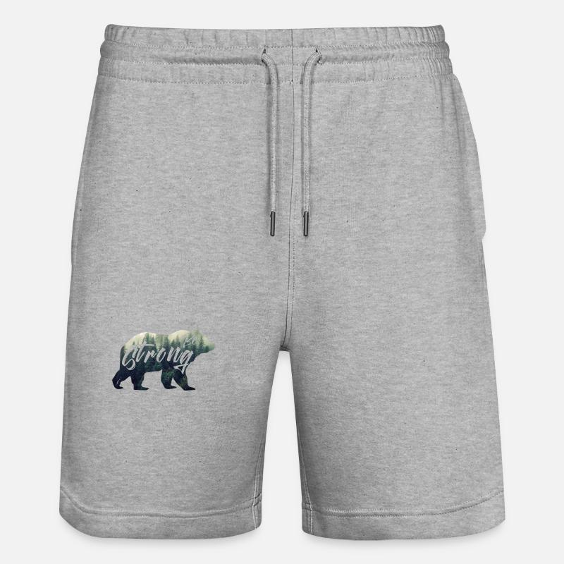 be strong. Bear, Forest - Stanley/Stella Trainer Unisex Organic Jogging Shorts - heather grey