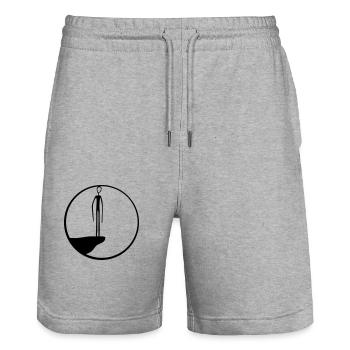 round cliff moon circle night black alien man - Stanley/Stella Trainer Unisex Organic Jogging Shorts - heather grey - Front - Nik (191cm) & Marisol (170cm)