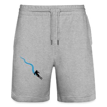 ligne sentier traces pistes ski conduite en montagne w - Short de jogging bio TRAINER Stanley/Stella unisexe - gris chiné - Devant - Nik (191cm) & Marisol (170cm)