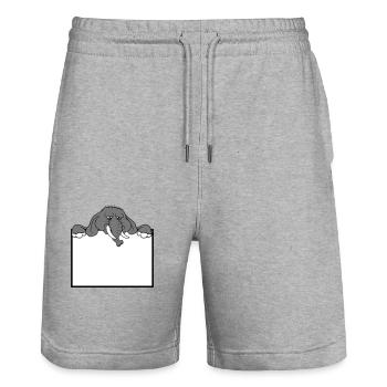 rahmen schild elefant traurig gesicht mauer text f - Stanley/Stella Unisex Bio Joggingshorts Trainer  - Grau meliert - Vorne - Nik (191cm) & Marisol (170cm)